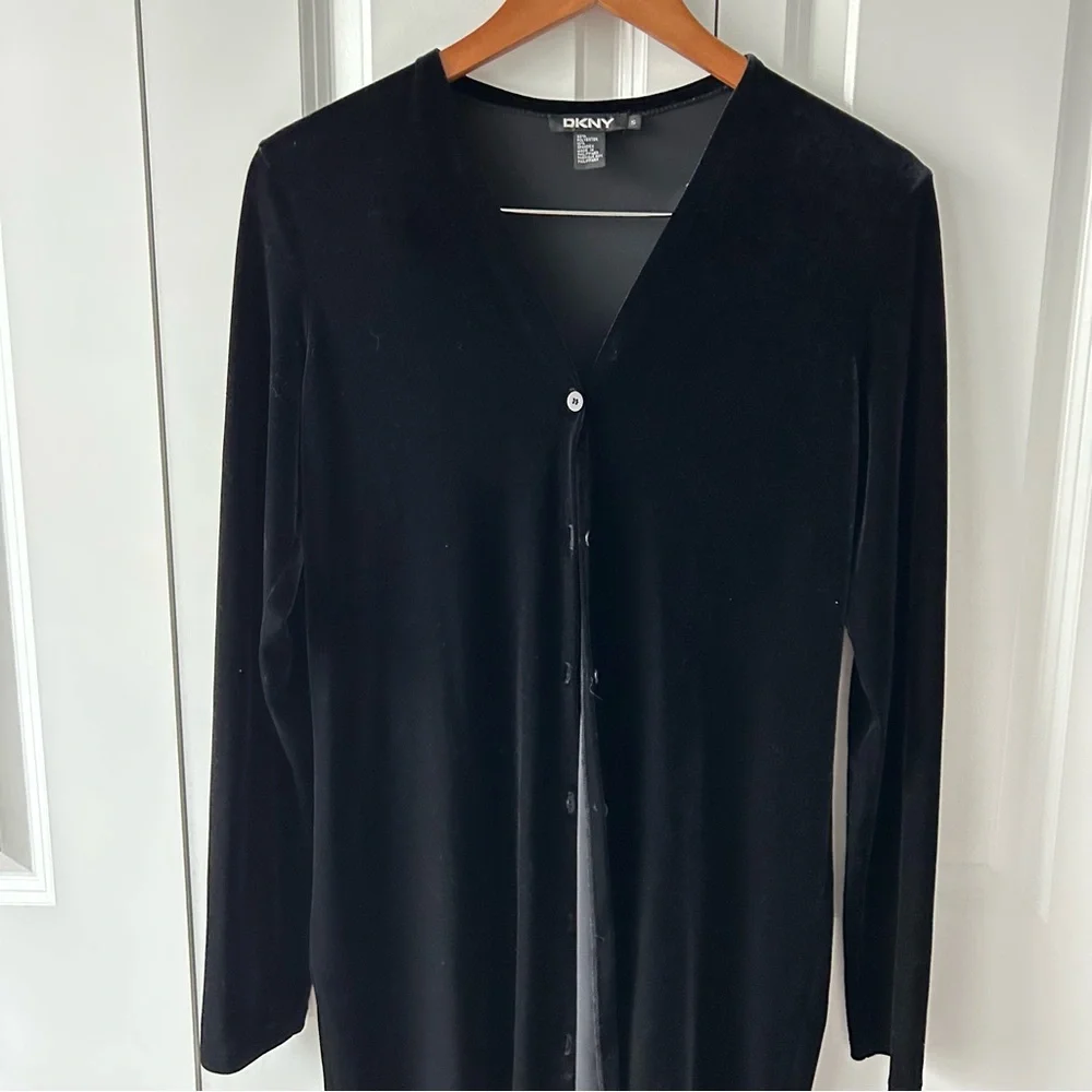 DKNY Women’s Velour‎ Duster Black